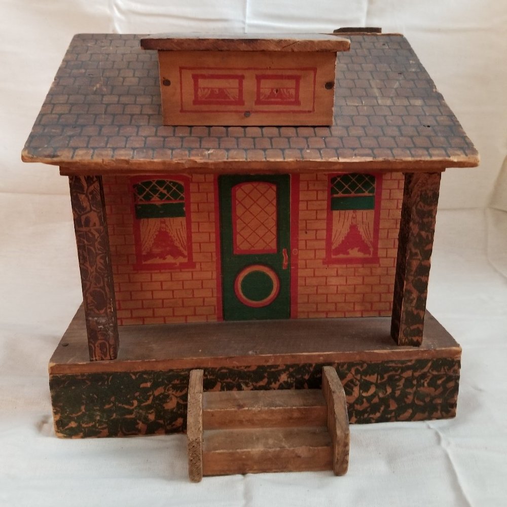 Antique Morton Converse Lithograph Wood Dollhouse